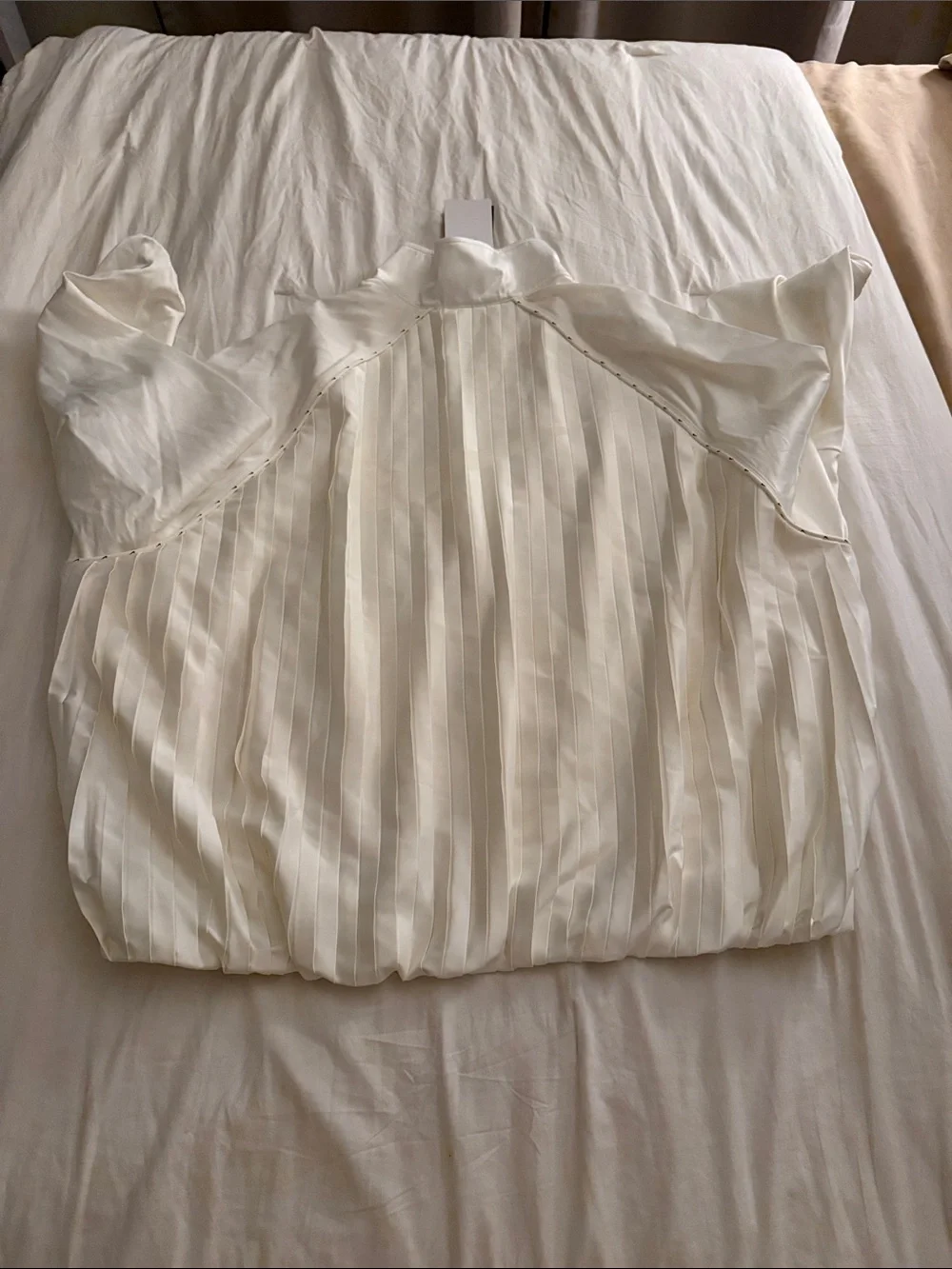 Nike Pleated Oversized Satin Full Zip Track Jacket Ivory Womens HJ0516-133